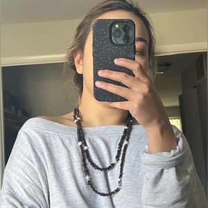 Garnet and pearl gemstone necklace